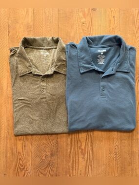 True Classic Polos - Medium - Bundle of 2: Blue (Indigo) and Heather Green